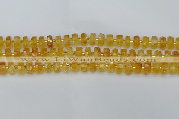 CRB843 15.5 inches 7*12mm faceted rondelle citrine beads