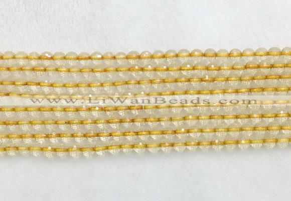 CRBS15 15 inches 4mm faceted round citrine beads wholesale