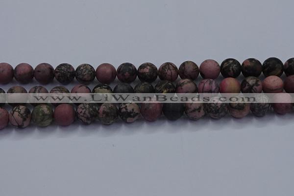 CRD27 15.5 inches 12mm round matte rhodonite beads wholesale