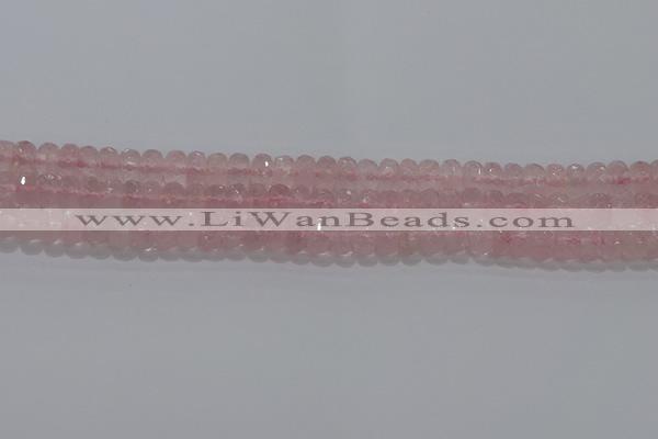 CRQ116 15.5 inches 5*8mm faceted rondelle rose quartz beads
