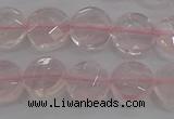 CRQ137 15.5 inches 10mm faceted coin natural rose quartz beads