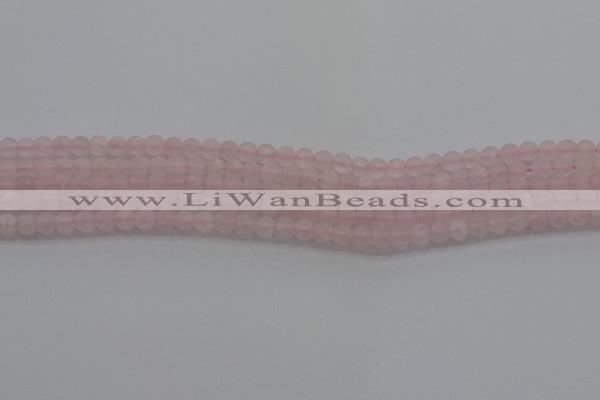 CRQ180 15.5 inches 4mm round matte rose quartz beads wholesale
