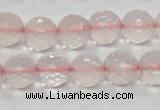 CRQ32 15.5 inches faceted round 12mm natural rose quartz beads