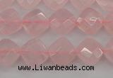 CRQ368 15.5 inches 8*8mm faceted diamond rose quartz beads