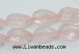 CRQ87 15.5 inches 12*18mm faceted teardrop natural rose quartz beads