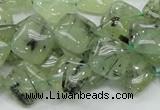 CRU103 15.5 inches 12*12mm diamond green rutilated quartz beads