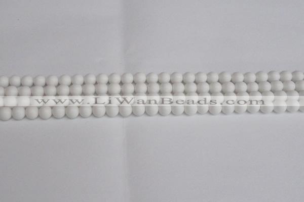 CSB1350 15.5 inches 4mm matte round shell pearl beads wholesale