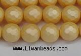CSB1823 15.5 inches 10mm faceetd round matte shell pearl beads