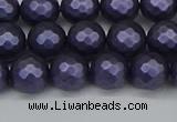 CSB1892 15.5 inches 8mm faceted round matte shell pearl beads