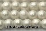 CSB2360 15.5 inches 4mm round matte wrinkled shell pearl beads