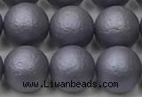 CSB2483 15.5 inches 10mm round matte wrinkled shell pearl beads