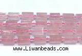 CTB943 15 inches 13*25mm - 14*19mm faceted tube rose quartz beads