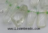 CTD454 15.5 inches 8*20mm - 15*38mm freeform green phantom quartz beads