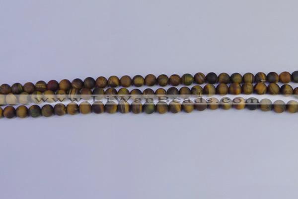 CTE1810 15.5 inches 4mm round matte yellow iron tiger beads