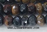 CTE2101 15.5 inches 4*6mm faceted rondelle AB-color mixed tiger eye beads