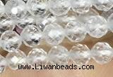 CTG1530 15.5 inches 4mm faceted round white crystal beads wholesale