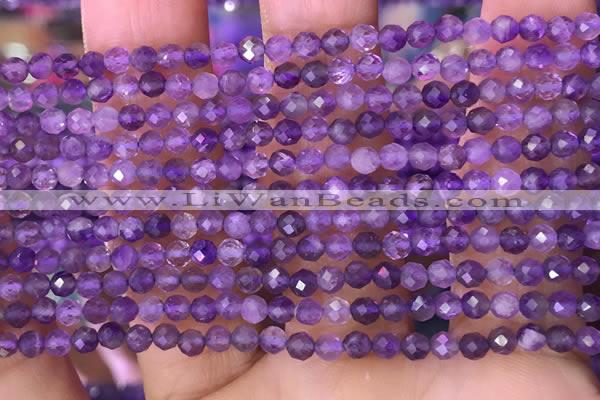 CTG1623 15.5 inches 3mm faceted round tiny amethyst beads