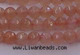 CTG507 15.5 inches 4mm faceted round tiny peach moonstone beads