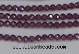 CTG619 15.5 inches 2mm faceted round Indian purple garnet beads