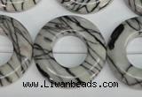 CTJ70 15.5 inches 30mm donut black water jasper beads wholesale