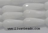 CTR105 15.5 inches 8*20mm faceted teardrop white porcelain beads