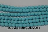 CTU1220 15.5 inches 4mm faceted round synthetic turquoise beads