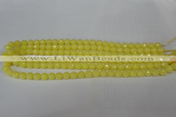 CTU2523 15.5 inches 4mm faceted round synthetic turquoise beads