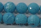 CTU2595 15.5 inches 14mm faceted round synthetic turquoise beads