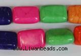 CTU719 15.5 inches 13*18mm rectangle dyed turquoise beads wholesale
