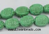 CTU896 15.5 inches 12*15mm carved oval dyed turquoise beads