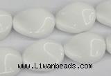 CTW76 15.5 inches 15*20mm twisted oval white agate gemstone beads