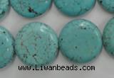 CWB707 15.5 inches 20mm flat round howlite turquoise beads