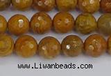 CWJ469 15.5 inches 6mm faceted round yellow petrified wood jasper beads
