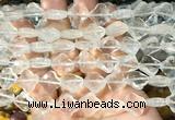 FGBS238 15 inches 13mm faceted 4 leaf clover white crystal beads wholesale