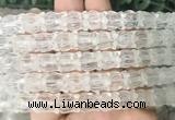 FGBS277 15 inches 8*10mm carved morning glory flower white crystal beads