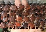 FGBS280 15 inches 15mm carved five petal flower brecciated jasper beads