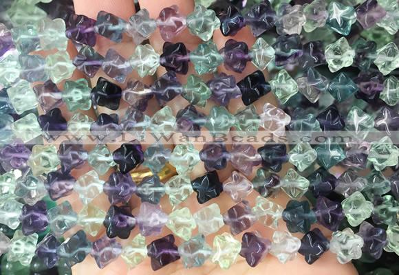 FGBS291 15 inches 6*6mm carved cube fluorite gemstone beads