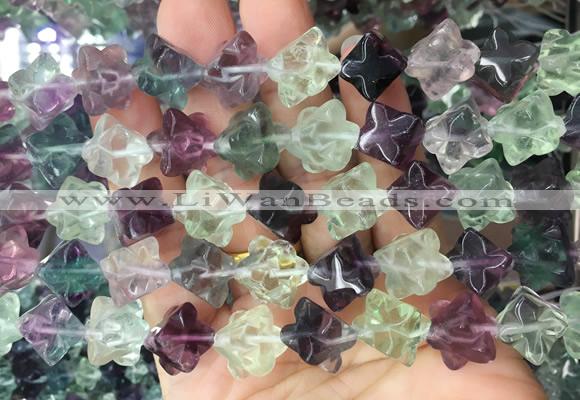 FGBS293 15 inches 10*10mm carved cube fluorite gemstone beads