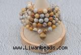 GMN1184 Hand-knotted 8mm, 10mm yellow crazy agate 108 beads mala necklaces with charm