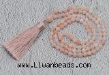 GMN235 Hand-knotted 6mm pink aventurine 108 beads mala necklaces with tassel