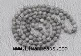 GMN447 Hand-knotted 8mm, 10mm grey picture jasper 108 beads mala necklaces