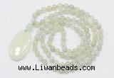 GMN5161 Hand-knotted 8mm, 10mm New jade 108 beads mala necklace with pendant