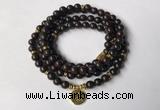 GNBS17 8mm black sandalwood 108 mala beads wrap bracelet necklace