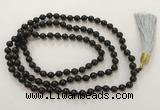 GNBS42 Hand-knotted 6mm black sandalwood 108 beads mala necklace with tassel