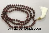 GNBS63 Hand-knotted 10mm red sandalwood 108 beads mala necklace with tassel