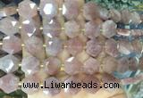 HABS17 15 inches 12mm faceted hexagon rose quartz beads wholesale