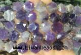 HABS18 15 inches 12mm faceted hexagon amethyst beads wholesale