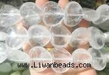 HGBS101 15 inches 28mm heart white crystal beads gemstone wholesale