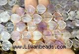 HGBS117 15 inches 12mm faceted heart amethyst beads wholesale
