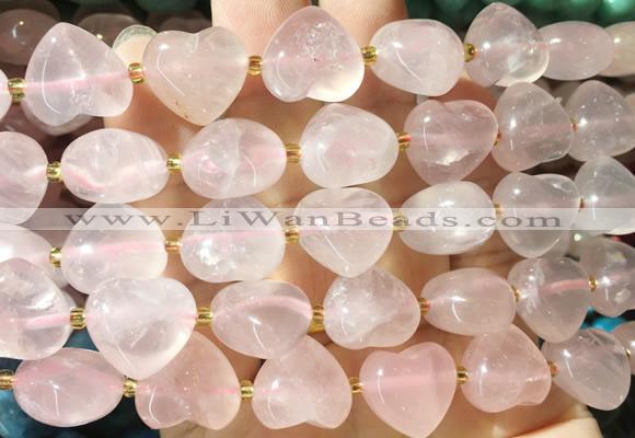 HGBS136 15 inches 15mm heart Rose quartz beads wholesale